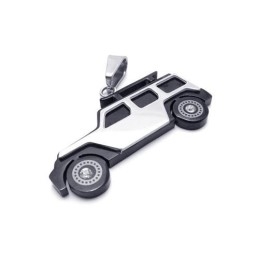 Herren-Halskette Mit Jeep-Anhänger Aus Reinem Titan, Schwarz/Silber