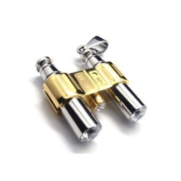 Halskette Mit Binokel-Anhänger Aus Reinem Titan In Gold-Silber