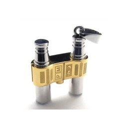 Halskette Mit Binokel-Anhänger Aus Reinem Titan In Gold-Silber