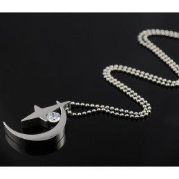 Mond Und Stern Mit Zirkon Titan Halskette Anhänger