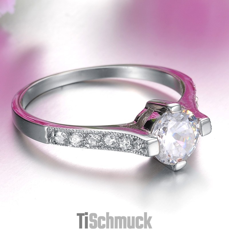 Langlebiger Weiblicher Titanring Mit Strass