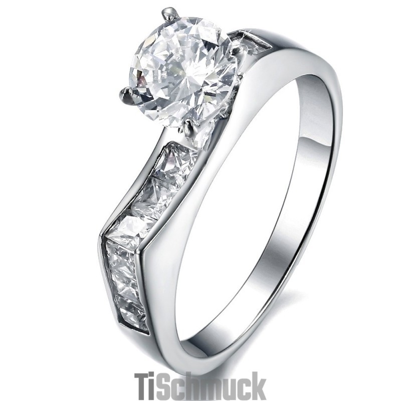 Stabiler Qualitäts-Titanring Für Damen Mit Strass Stabiler Qualitäts-Titanring Für Damen Mit Strass