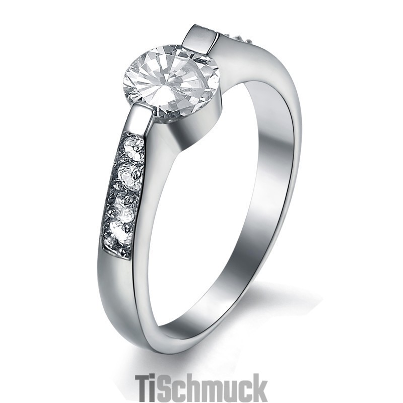 Stabiler Qualitäts-Titanring Für Damen Mit Strass Stabiler Qualitäts-Titanring Für Damen Mit Strass