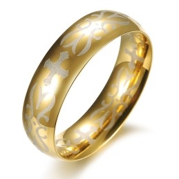 Hochwertiger Goldener Titanring Für Männer