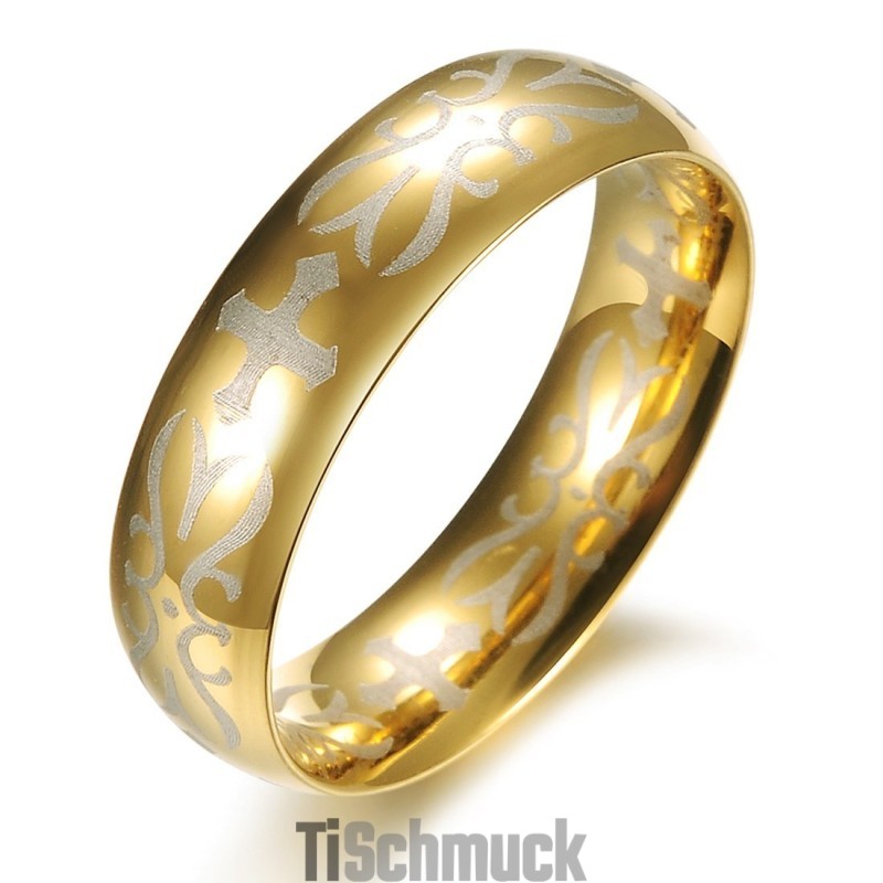 Hochwertiger Goldener Titanring Für Männer