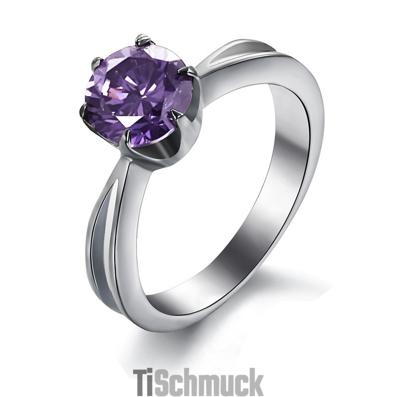 Weltweit Gut Verkaufter Damen-Titanring Mit Lila Diamant Weltweit Gut Verkaufter Damen-Titanring Mit Lila Diamant