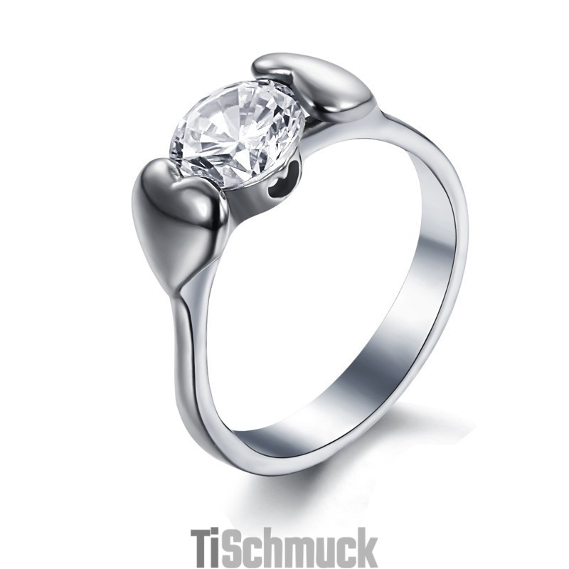 Stabiler Qualitäts-Titanring Für Damen Mit Strass Stabiler Qualitäts-Titanring Für Damen Mit Strass