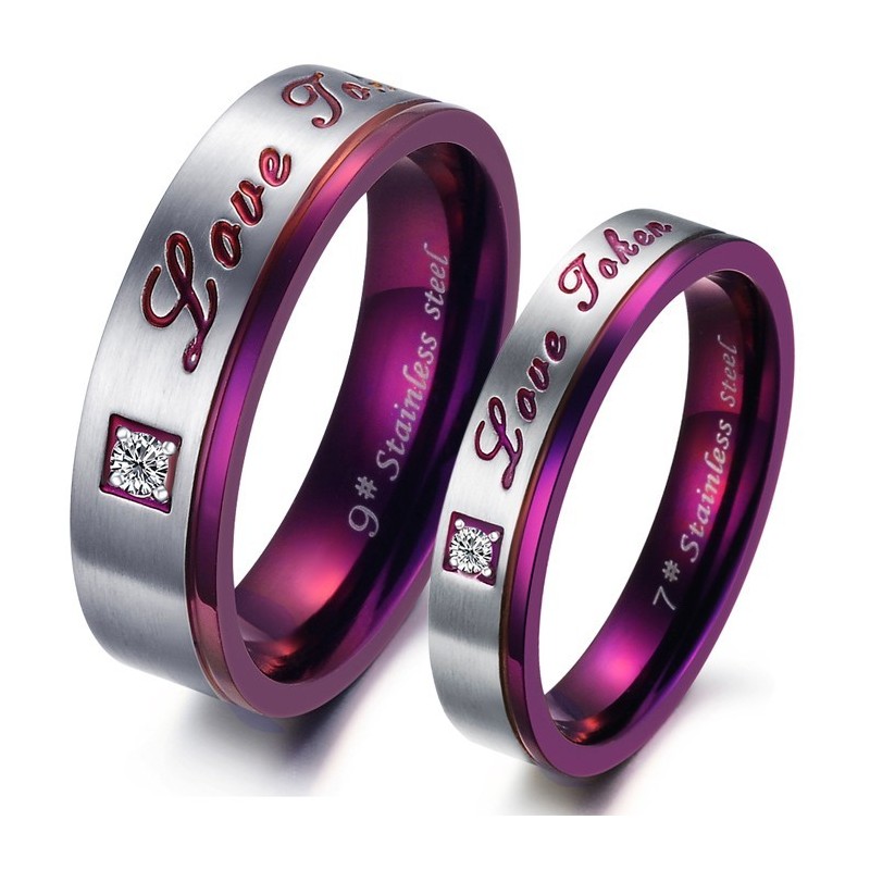 Hochwertiger Lila Titanring Für Verliebte