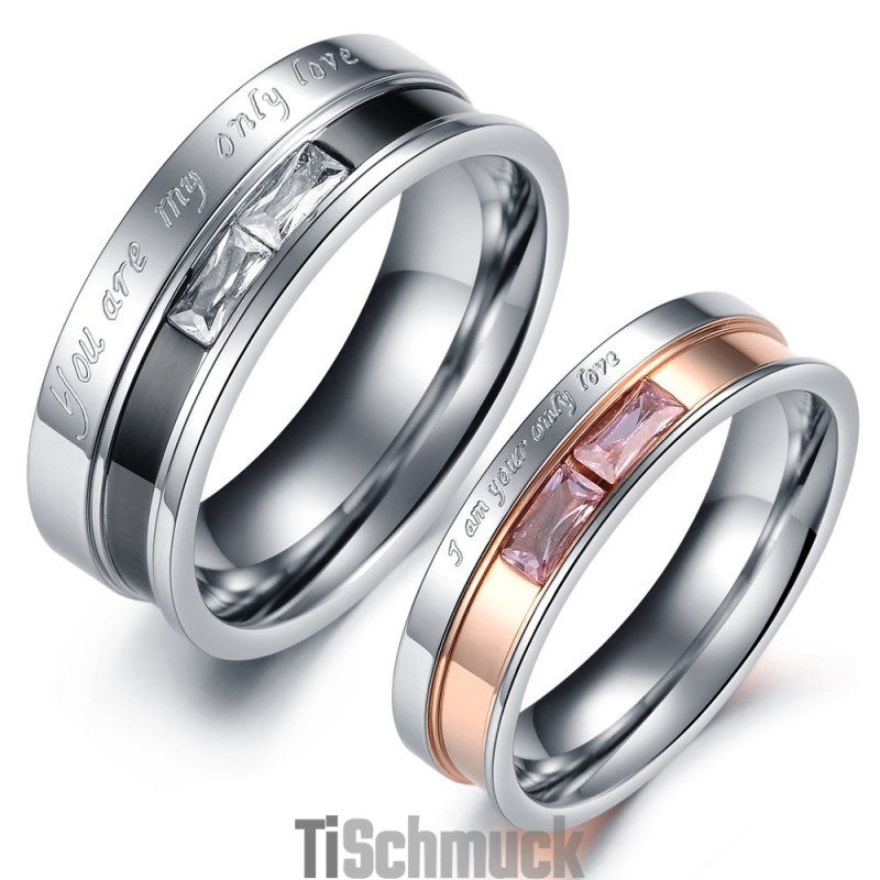 Hochwertiger Titanring Für Verliebte Mit Strass Hochwertiger Titanring Für Verliebte Mit Strass