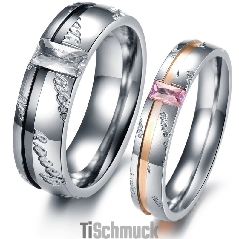 Hochwertiger Titanring Für Verliebte Mit Strass Hochwertiger Titanring Für Verliebte Mit Strass