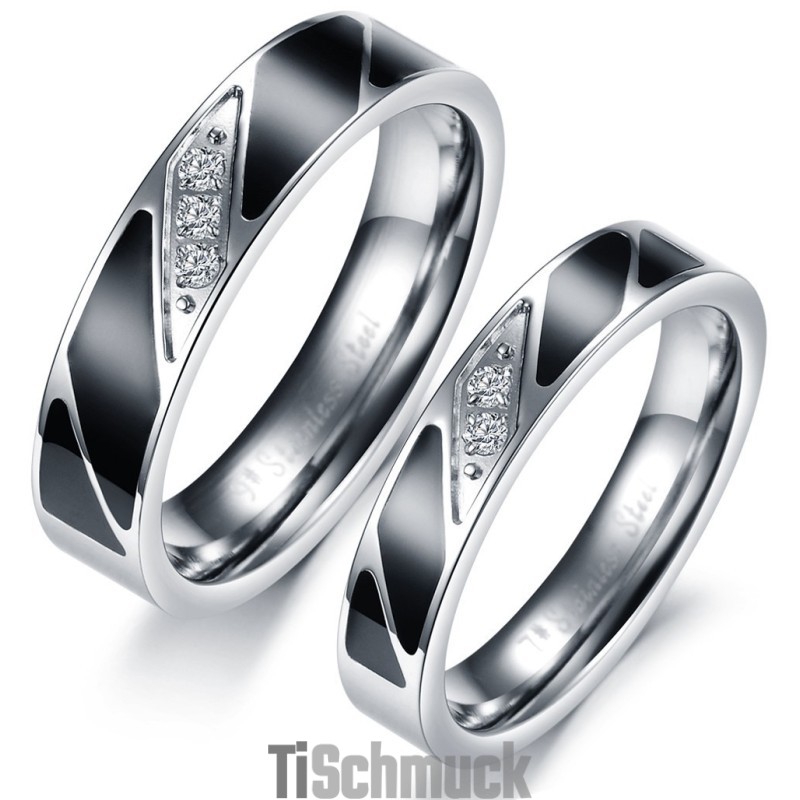 Hochwertiger Titanring Für Verliebte Mit Diamant