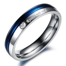 Zuverlässiger Ruf Weißer Und Blauer Titanring Für Liebhaber Mit Diamant
