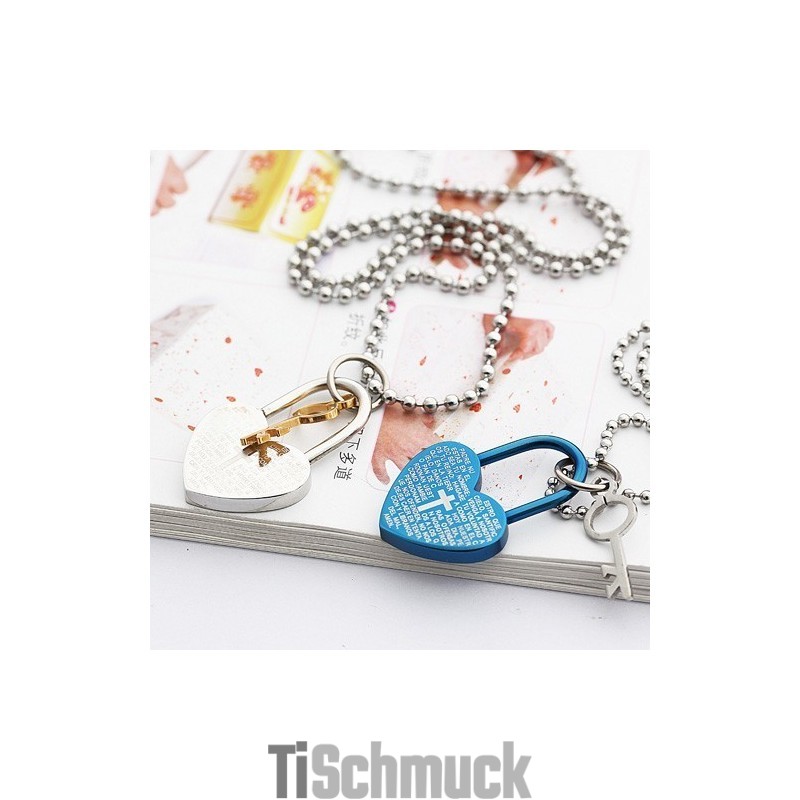 Mode Bibel Liebe Schloss Und Schlüssel Schatz Titan Halsketten Anhänger