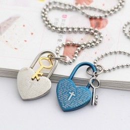 Mode Bibel Liebe Schloss Und Schlüssel Schatz Titan Halsketten Anhänger