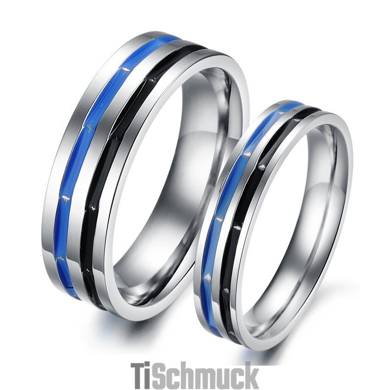 Einfach Zu Verwendender Blau-Schwarzer Titanring Für Liebhaber Einfach Zu Verwendender Blau-Schwarzer Titanring Für Liebhaber