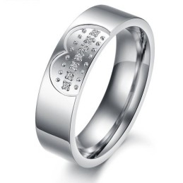 Hochwertiger Sweetheart Titanring Für Verliebte Mit Strass