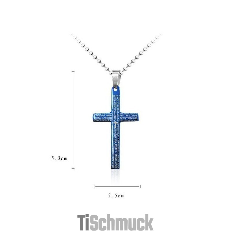 Exquisiter Mann Blauer Bibelkreuz Anhänger Und Halskette Exquisiter Mann Blauer Bibelkreuz Anhänger Und Halskette