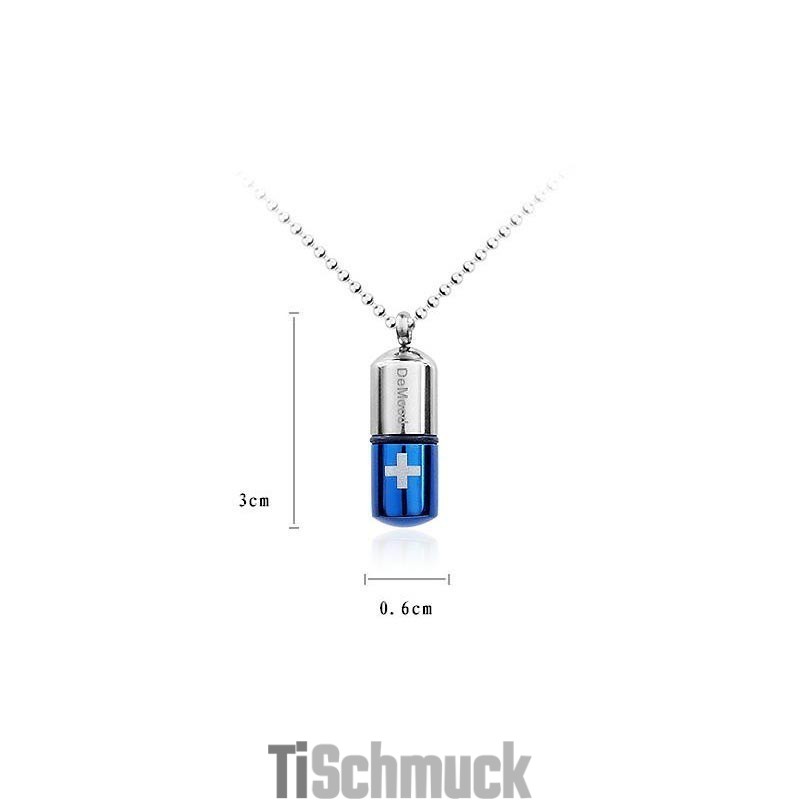 Blaue Halskette Mit Kreuzanhänger Aus Reinem Titan In Silber Blaue Halskette Mit Kreuzanhänger Aus Reinem Titan In Silber