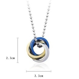 Modischer Anhänger Mit Dreifarbigen Ringen Und Titan-Halskette