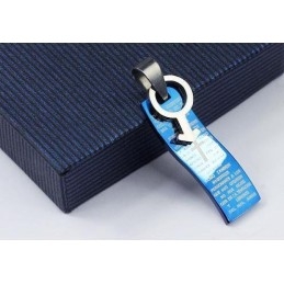 Blauer Stil Bibel Kreuz Titan Anhänger Und Halskette Symbole Für Mann