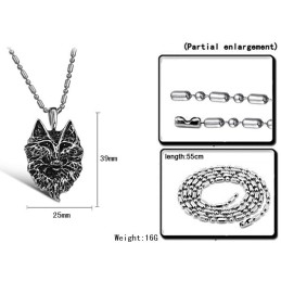 Komplett In Spezifikationen Männliche Halskette Aus Titan Mit Dem Wolfstotem