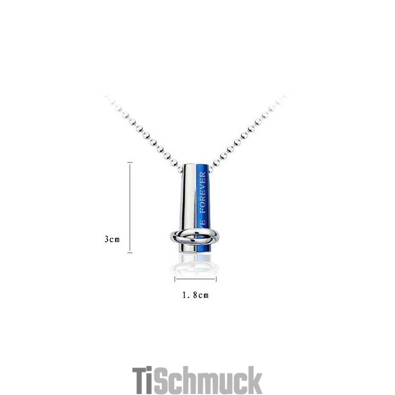 Love Forever – Zweiteilige Halskette Mit Titan-Anhänger In Blau Und Silber