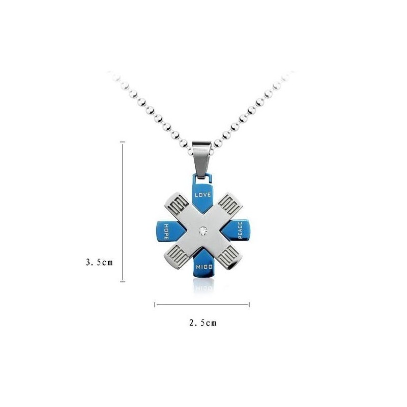 Love Hope Rudder Blau Und Silber Titan Anhänger Und Halskette