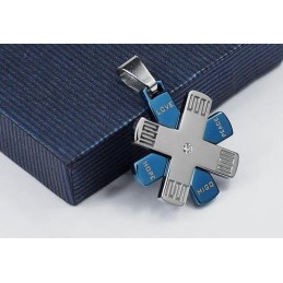 Love Hope Rudder Blau Und Silber Titan Anhänger Und Halskette