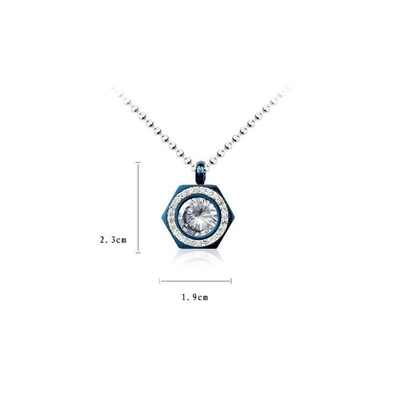 Halskette Mit Anhänger Aus Reinem Titan Und Diamanten In Blau Mit Hexagramm