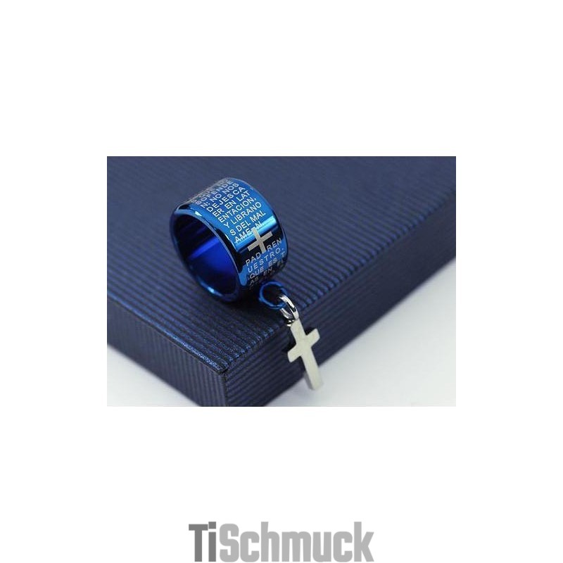 Exquisite Blaue Titanring-Halskette Und Kreuzanhänger Exquisite Blaue Titanring-Halskette Und Kreuzanhänger
