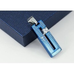 Mode Bibel Kreuz Blau Titan Halskette Und Diamant Anhänger