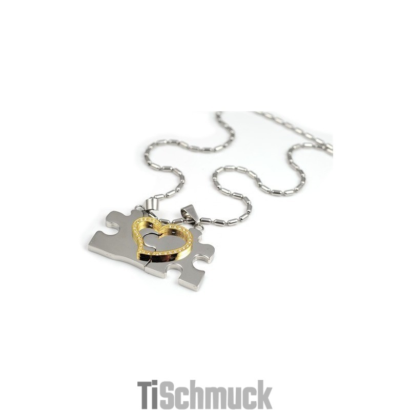 1 Paar Halskettenanhänger In Blauer Herzform Aus Titanstahl