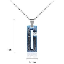 Mode Bibel Kreuz Blau Titan Halskette Und Diamant Anhänger