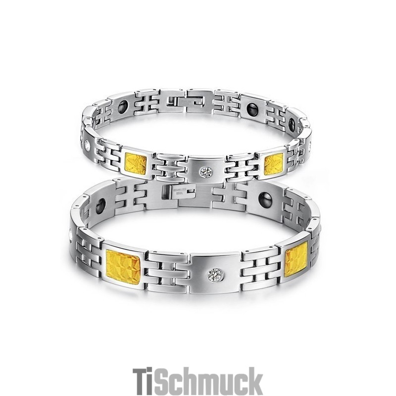 Hochwertiges Titan-Magnetstein-Armband Für Liebhaber Mit Strass