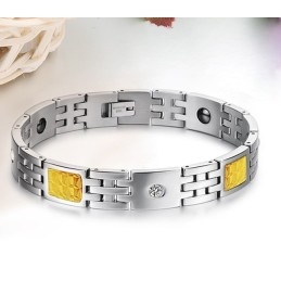 Hochwertiges Titan-Magnetstein-Armband Für Liebhaber Mit Strass