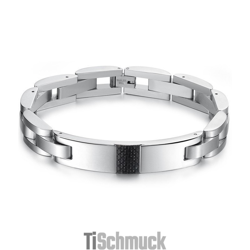 Die Königin Der Qualität Herrenarmband Aus Schwarzem Carbonfaser-Titan Die Königin Der Qualität Herrenarmband Aus Schwarzem Carbonfaser-Titan