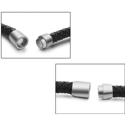 Hochwertiger Schwarzer Titan-Lederarmreif