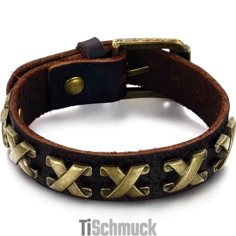 Hochwertiger Titan-Lederarmreif Mit Römischen Zahlen