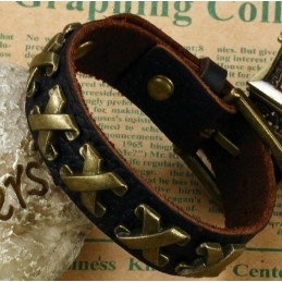 Hochwertiger Titan-Lederarmreif Mit Römischen Zahlen