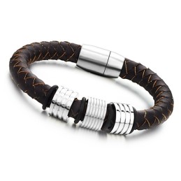 Hochwertiger Brauner Titan-Lederarmreif