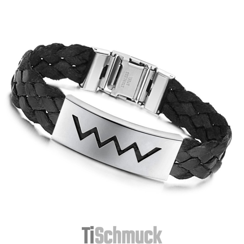 Weltweit Gut Verkaufter Titan-Lederarmreif In Wasserwellenform