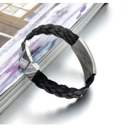 Weltweit Gut Verkaufter Titan-Lederarmreif In Wasserwellenform