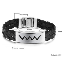 Weltweit Gut Verkaufter Titan-Lederarmreif In Wasserwellenform