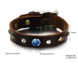 Langlebig Im Gebrauch Retro Titan Leder Armreif Mit Strass