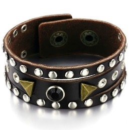 Hochwertiger Retro Titan Leder Armreif Mit Strass