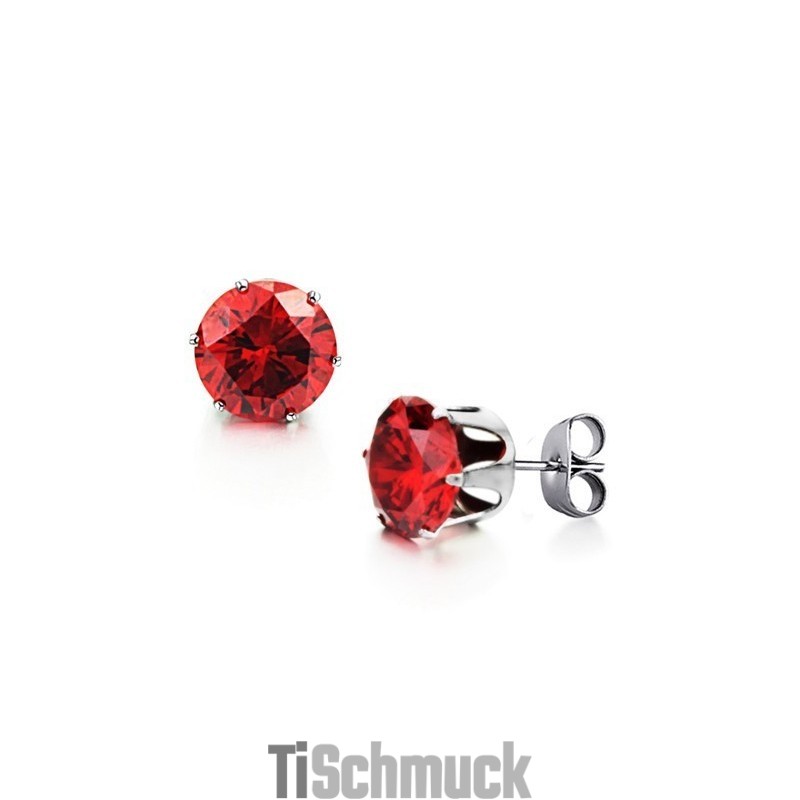 Hervorragende Qualität Weibliche Rote Titan Ohrringe Mit Strass