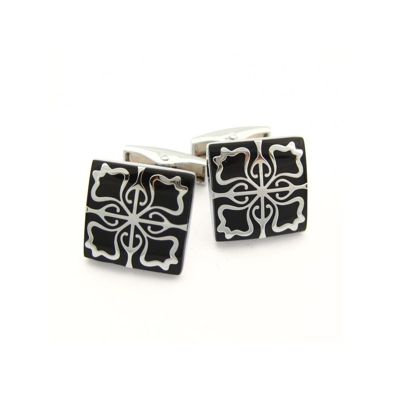 Manschettenknöpfe Mit Glückverheißender Wolke Aus Titan Und Schwarzer Ip-Beschichtung