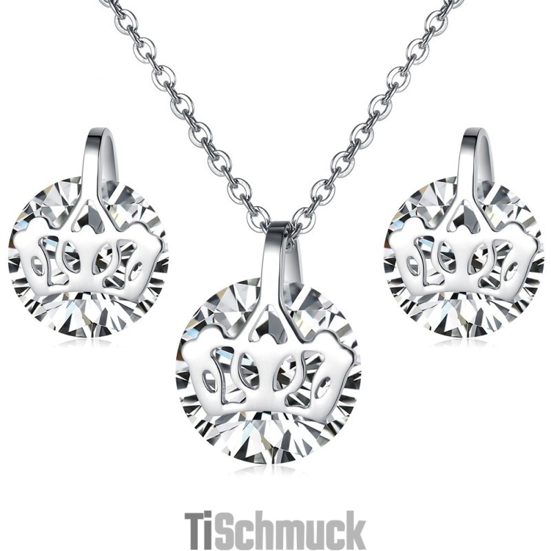 Zuverlässige Qualität Weibliche Titan Halskette Und Ohrringe Mit Strass Zuverlässige Qualität Weibliche Titan Halskette Und Ohrringe Mit Strass