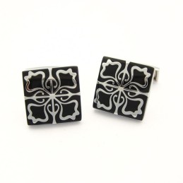 Manschettenknöpfe Mit Glückverheißender Wolke Aus Titan Und Schwarzer Ip-Beschichtung