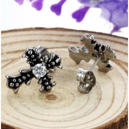 Zuverlässige Qualität Unisex Kreuz Titan Ohrringe